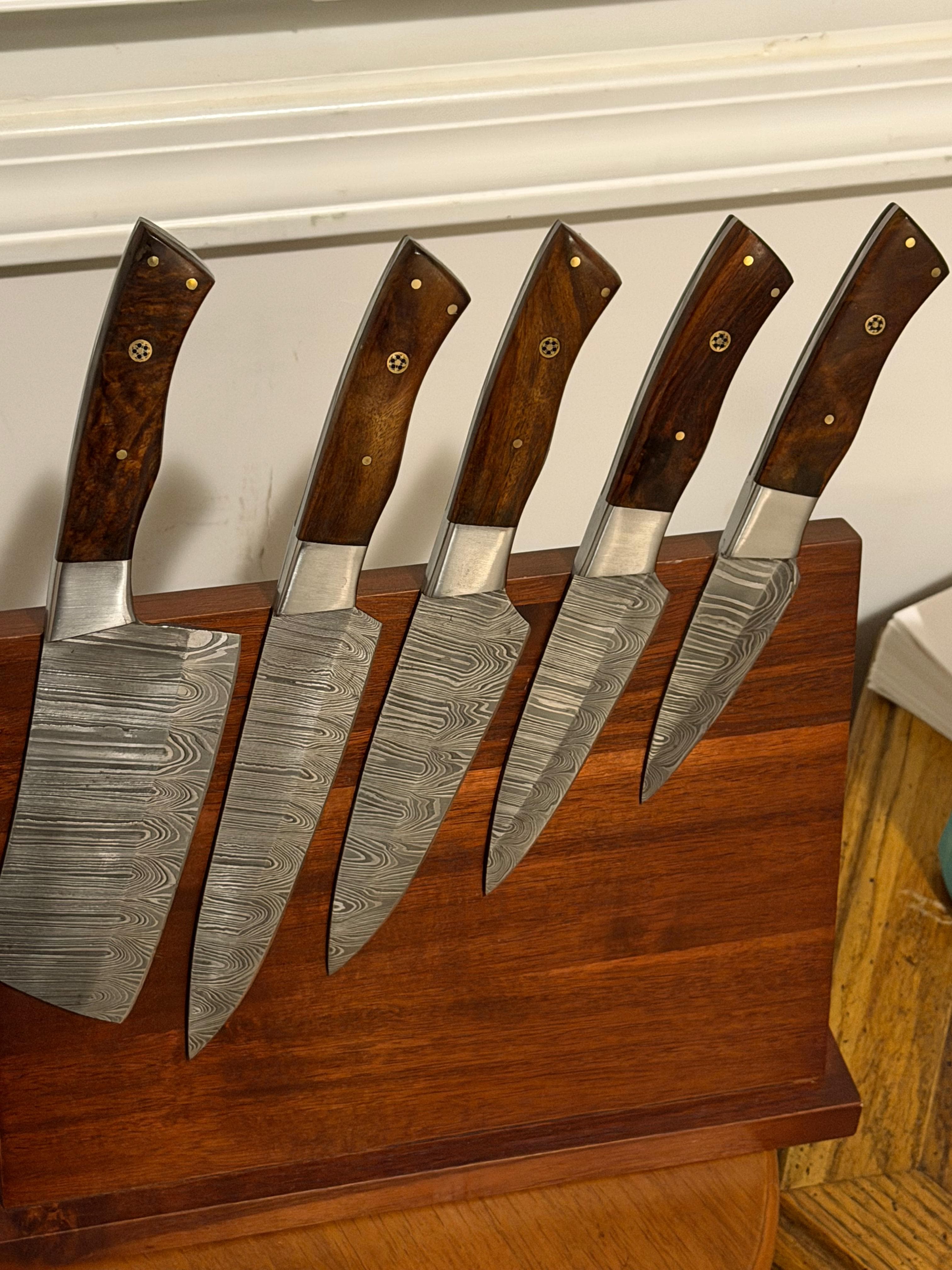 Heritage Damascus Chef's Knife – Ebony Walnut Handle